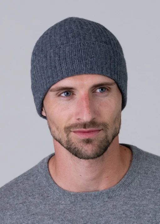 Cashmere Ribbed Hat - Derby Grey