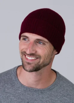 Cashmere Ribbed Hat - Claret