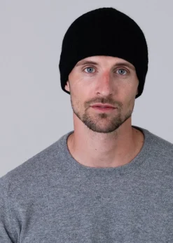 Cashmere Ribbed Hat - Black