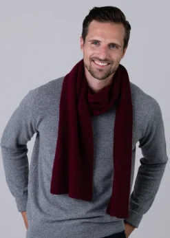 Cashmere Ribbed Scarf - Claret