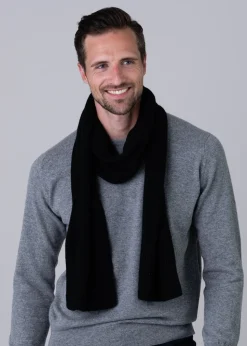 Cashmere Ribbed Scarf - Black