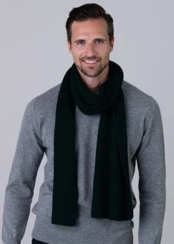 Cashmere Ribbed Scarf - Navy