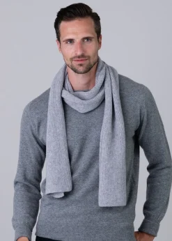 Cashmere Ribbed Scarf - Flannel
