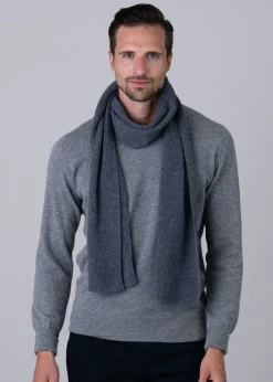 Cashmere Ribbed Scarf - Derby Grey