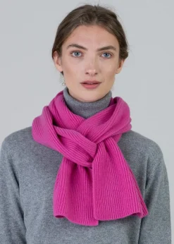 Cashmere Ribbed Scarf - Infra Pink