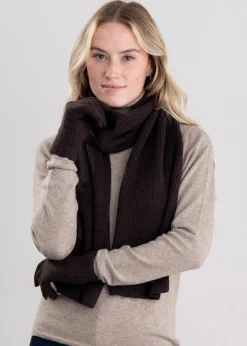 Cashmere Ribbed Scarf - Ebony