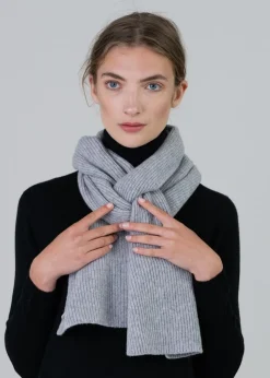 Cashmere Ribbed Scarf - Flannel