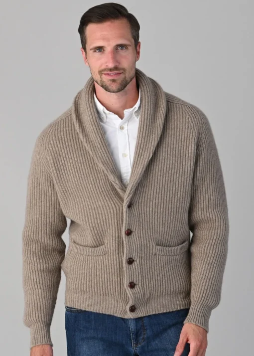 Cashmere Windsor Shawl Jacket - Dark Natural