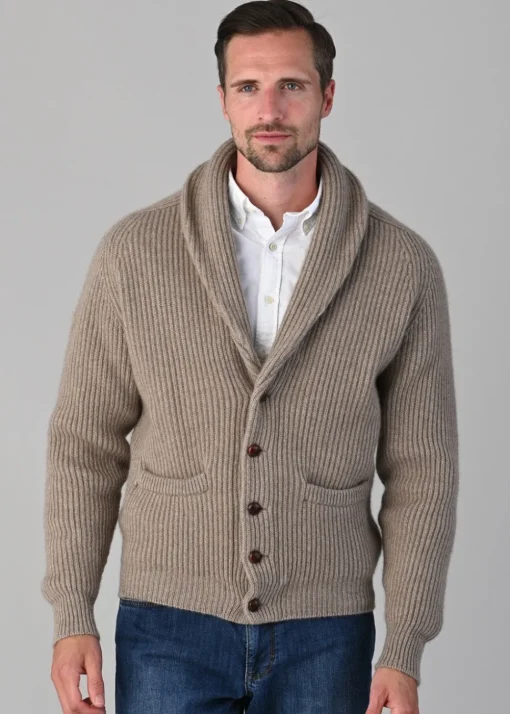 Cashmere Windsor Shawl Jacket - Dark Natural