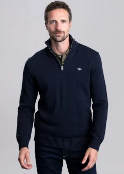 Casual Cotton Half Zip - Evening Blue