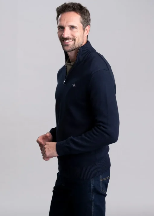 Casual Cotton Half Zip - Evening Blue