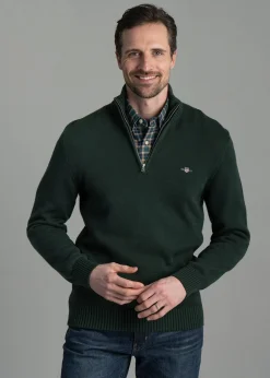 Casual Cotton Half Zip - Tartan Green