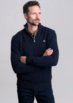 Casual Cotton Half Zip - Evening Blue