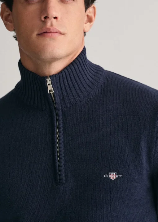 Casual Cotton Half Zip - Evening Blue