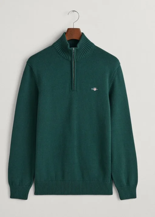 Casual Cotton Half Zip - Tartan Green