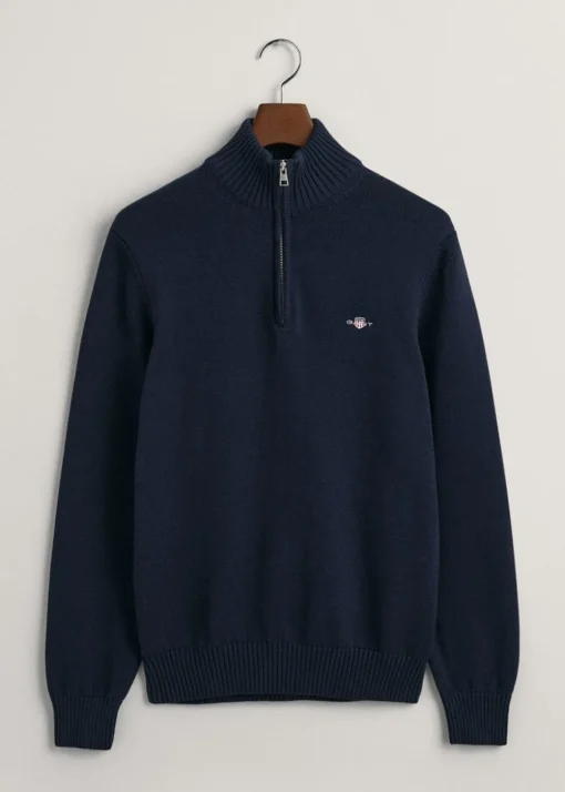Casual Cotton Half Zip - Evening Blue