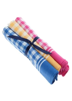 Checked Handkerchief (3 Pack Tied) - Dark Pink, Yellow and Blue