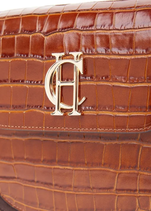 Chelsea Saddle Bag - Tan Croc