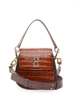 Chelsea Saddle Bag - Tan Croc
