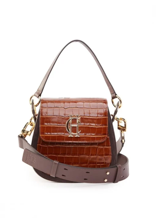 Chelsea Saddle Bag - Tan Croc