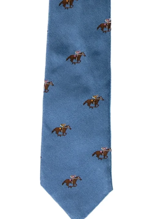 Cheviot Tie - Sky Blue Racing Horse
