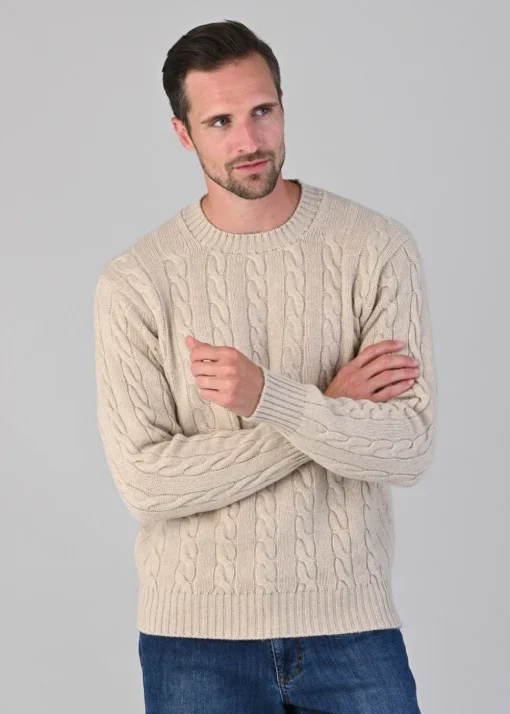 Chirnside 4 Ply Cashmere Crew - Linen