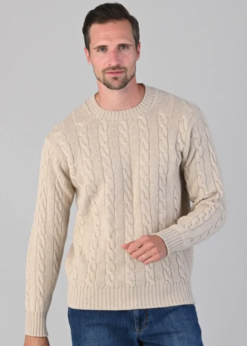 Chirnside 4 Ply Cashmere Crew - Linen