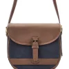 Clara Large Saddle Bag - Navy and Brown