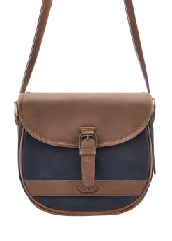 Clara Large Saddle Bag - Navy and Brown