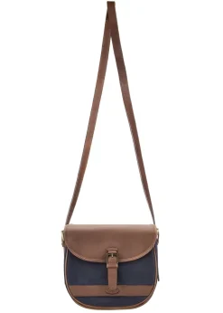 Clara Large Saddle Bag - Navy and Brown