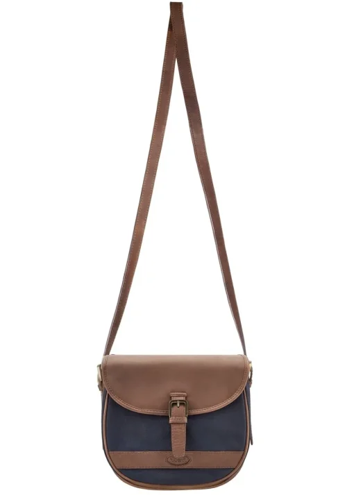 Clara Large Saddle Bag - Navy and Brown