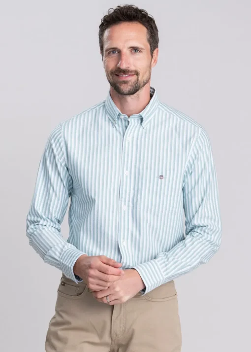 Classic Oxford Stripe Shirt - Deep Green