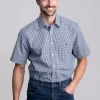 Classic Poplin Check Shirt - Navy and Charcoal