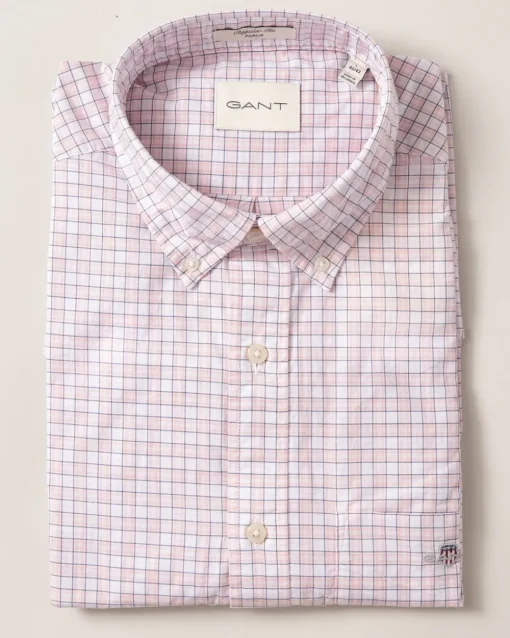 Classic Poplin Check Shirt - Light Pink