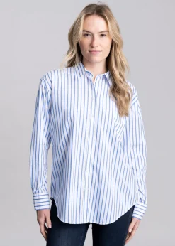 Classic Poplin Striped Shirt - Perfect Blue