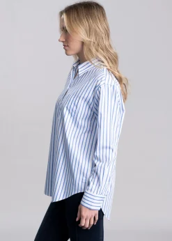 Classic Poplin Striped Shirt - Perfect Blue