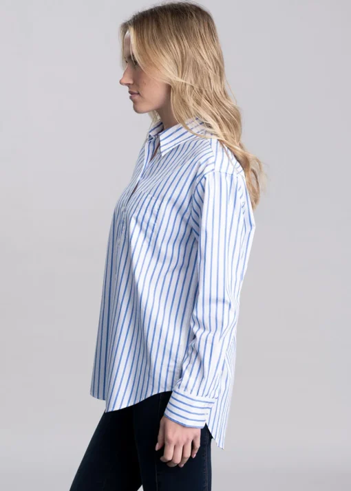 Classic Poplin Striped Shirt - Perfect Blue