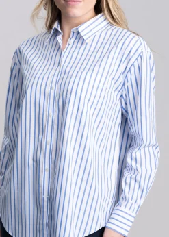 Classic Poplin Striped Shirt - Perfect Blue