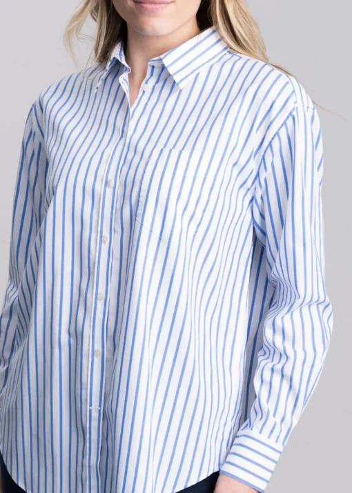 Classic Poplin Striped Shirt - Perfect Blue