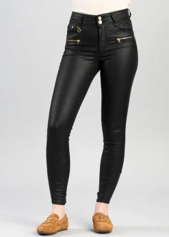 Coated Jodhpur Jeans - Black