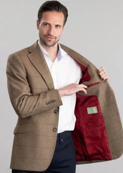 Corbridge Tweed Jacket - Blue and Green Twill with Red and Royal Blue Check