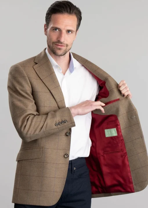Corbridge Tweed Jacket - Blue and Green Twill with Red and Royal Blue Check