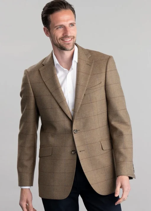 Corbridge Tweed Jacket - Blue and Green Twill with Red and Royal Blue Check