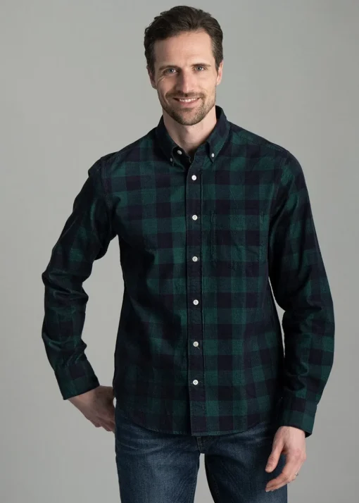Cord Check Shirt - Deep Forest Green