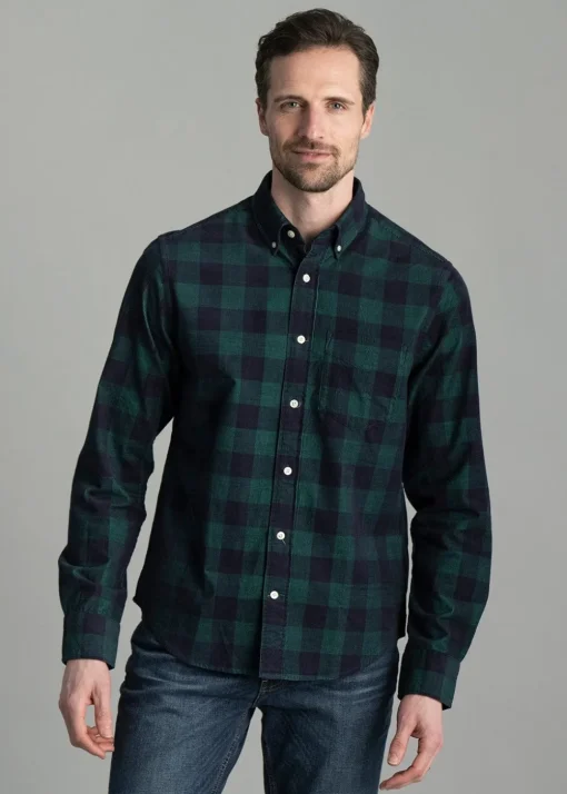 Cord Check Shirt - Deep Forest Green