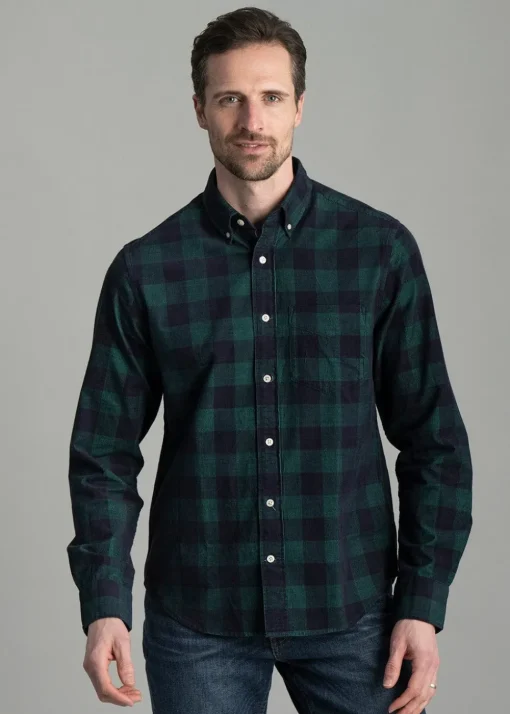 Cord Check Shirt - Deep Forest Green