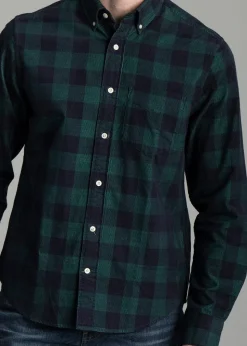 Cord Check Shirt - Deep Forest Green