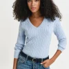Cotton Cable V-Neck - Fresh Blue