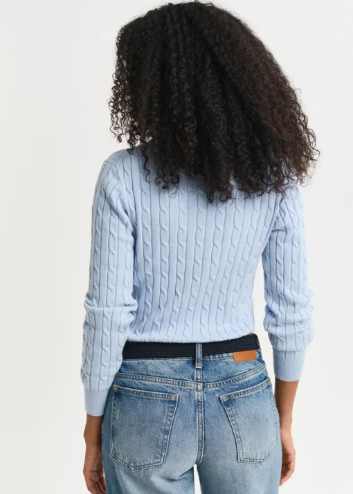 Cotton Cable V-Neck - Fresh Blue