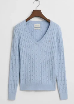 Cotton Cable V-Neck - Fresh Blue